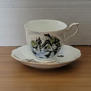 Royal Albert teacup and saucer Curling fine bone china Scottish tartan vintage